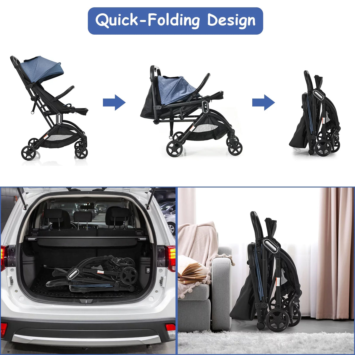 Lightweight Foldable Grey Baby Stroller L5182