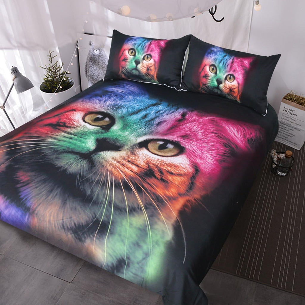 3 Piece Black Cat Pattern Duvet Cover Set (Twin) H9274