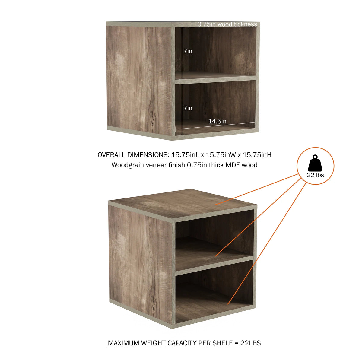 2 Shelf End Table T817