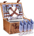 Picnic Basket for 2 with Insulated Liner, Grey Stripes W53954