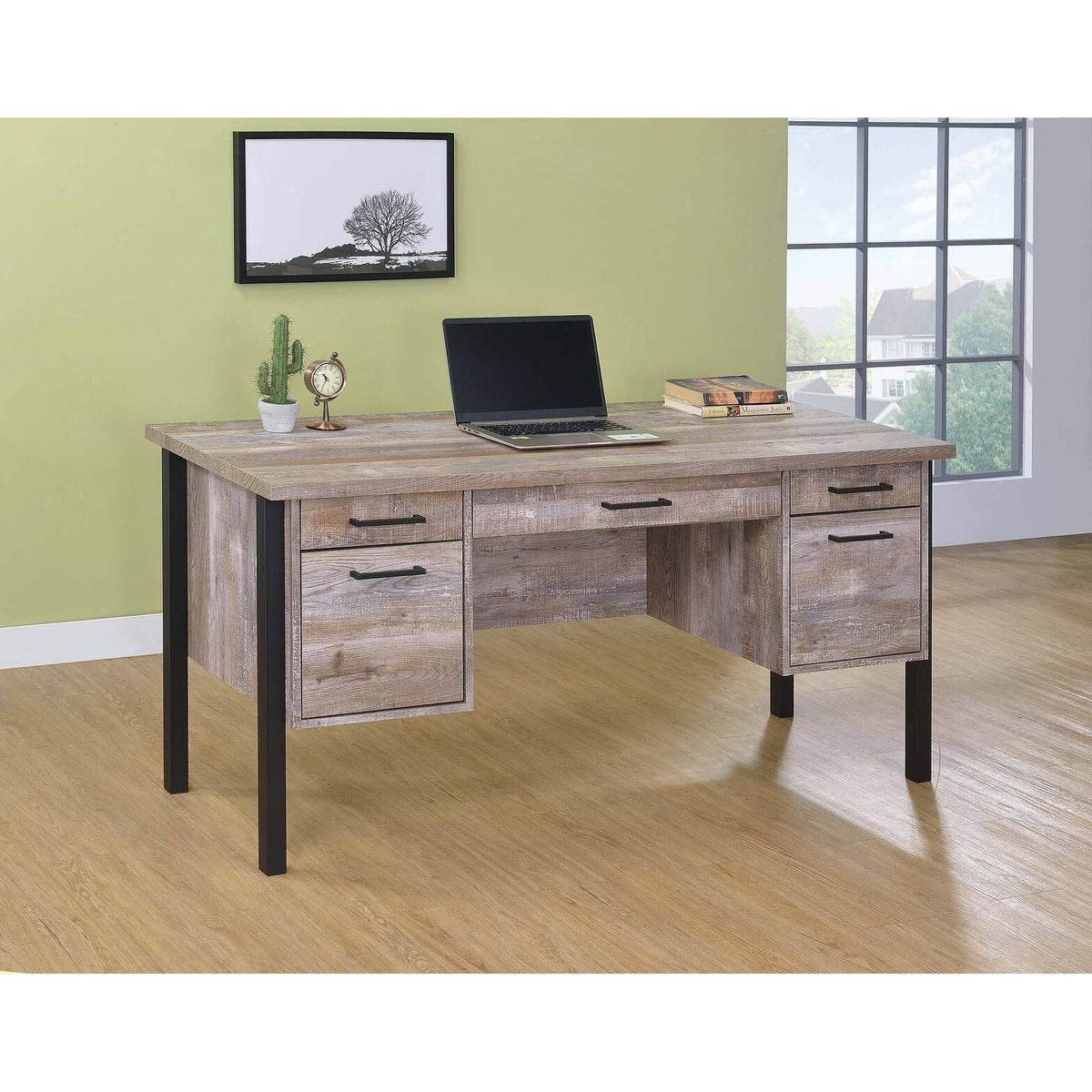 Weathered Oak 4-Drawer Office Desk H512013