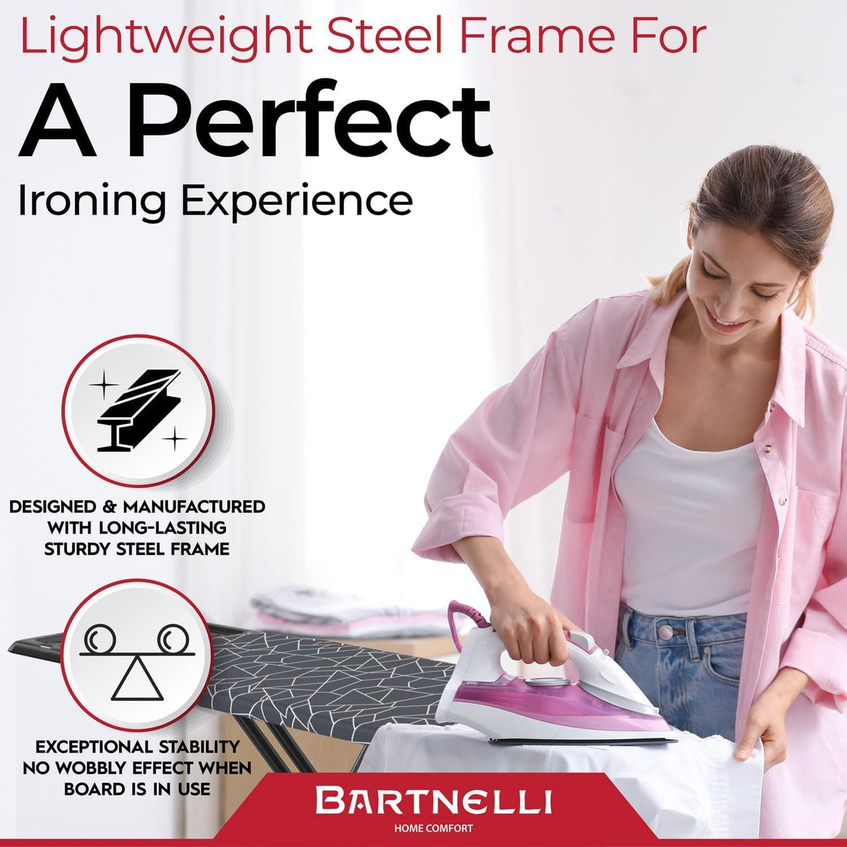 13x43 Ironing Board with Reinforced Steel Legs, Adjustable Height, 4-Layer Padding R540462