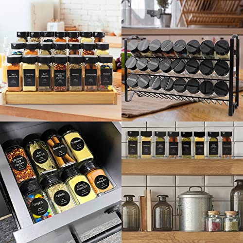 24 Pcs 4oz Glass Spice Jars with Black Metal Caps W671