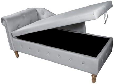 Velvet Chaise Lounge Chair with Button Tufted and Lumbar Pillow D4986
