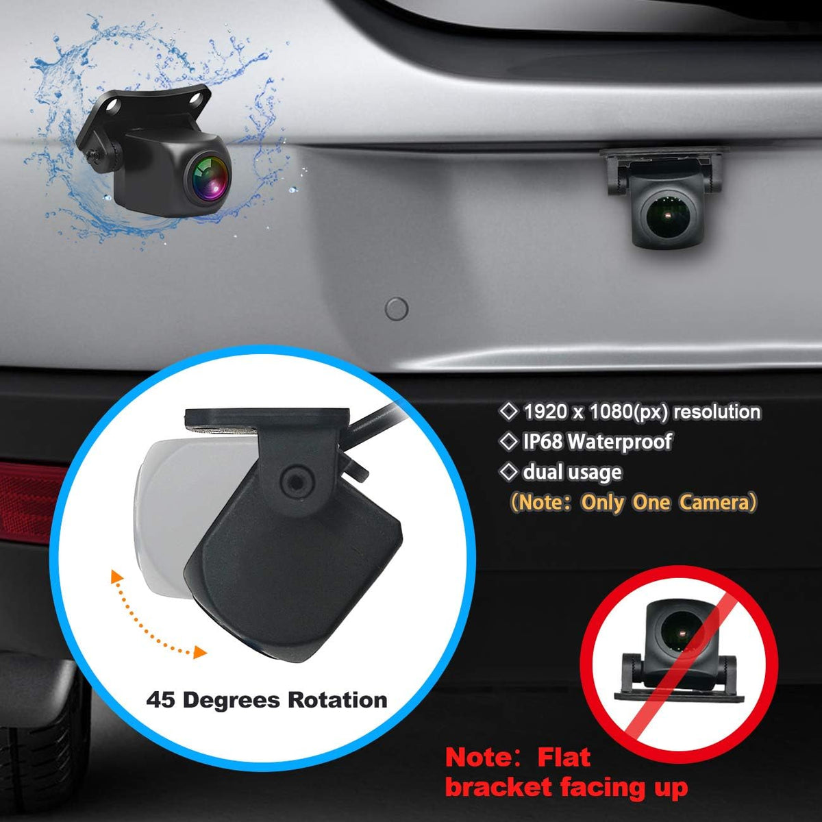 1080P Backup Camera and Monitor Kit 7 inch HD Widescreen with 49ft Wired Rear Camera S6817