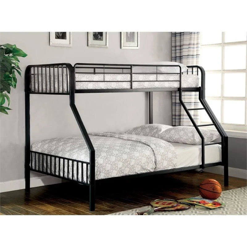 Black Metal Twin Over Full Slat Bunk Bed F20965