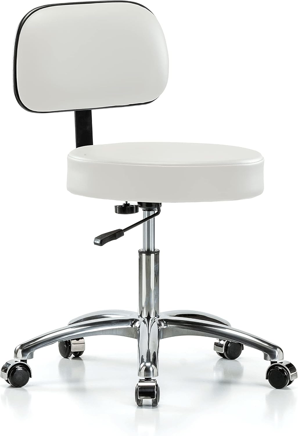Chrome Height Adjustable Exam Stool with Back I3493