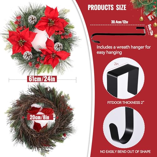 24 Inch Green Christmas Wreath with Red Bow T80188