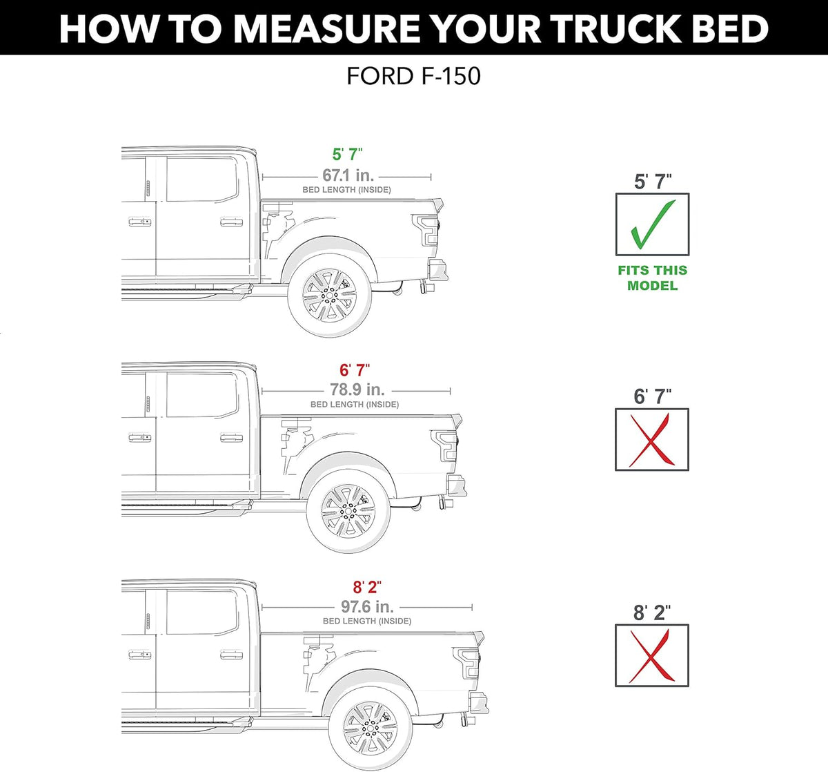Retractable Truck Bed Tonneau Cover Fits 2015 - 2020 Ford F-150 Super Crew & Super Cab 5' 7 Bed (67.1) X11933