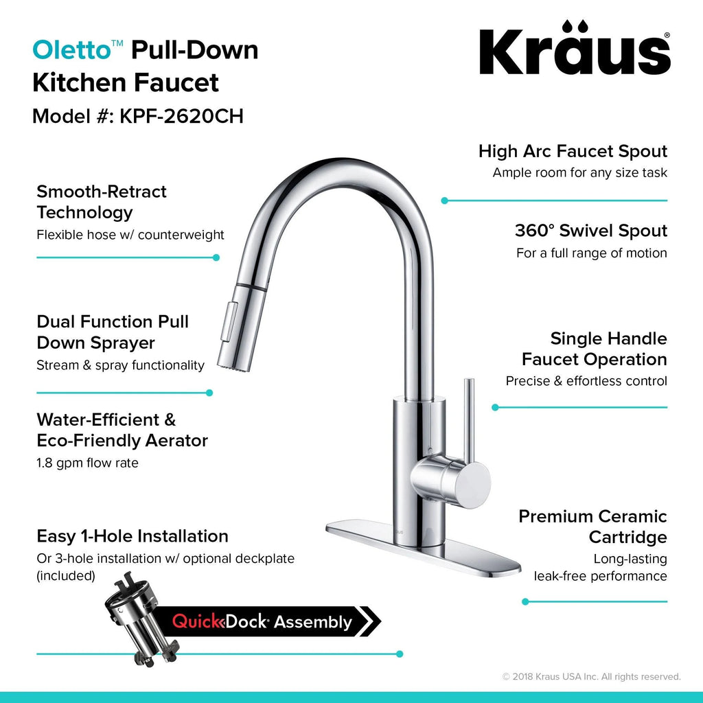2-Function 1-Handle Pulldown Kitchen Faucet with Dispenser Faucet R801