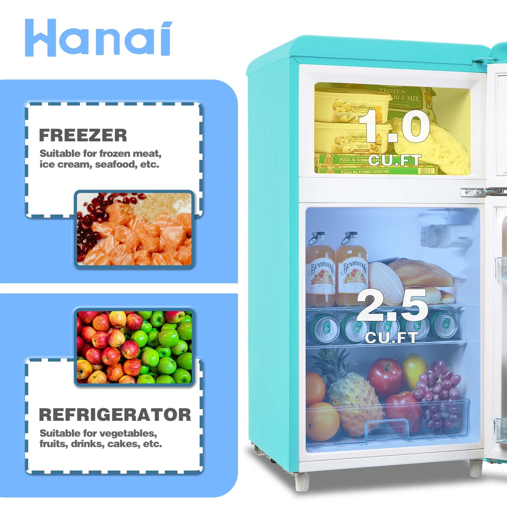 Mini Fridge with Freezer 3.5 Cu.ft Blue I767