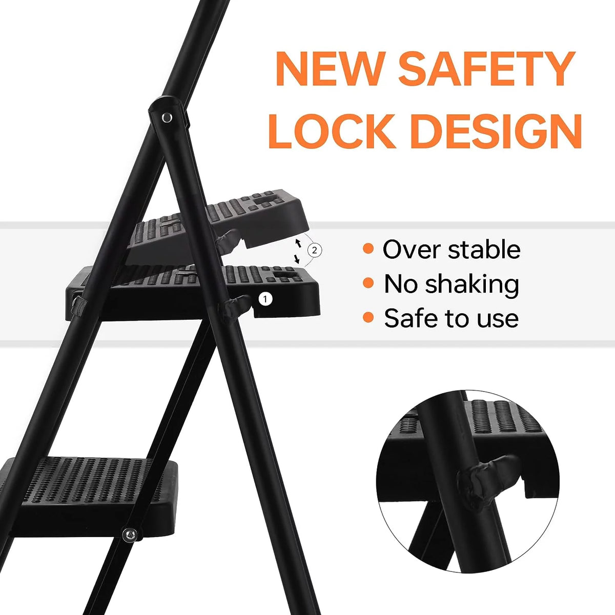 5 Step Lightweight Folding Steel Ladder 330lb Capacity O2540
