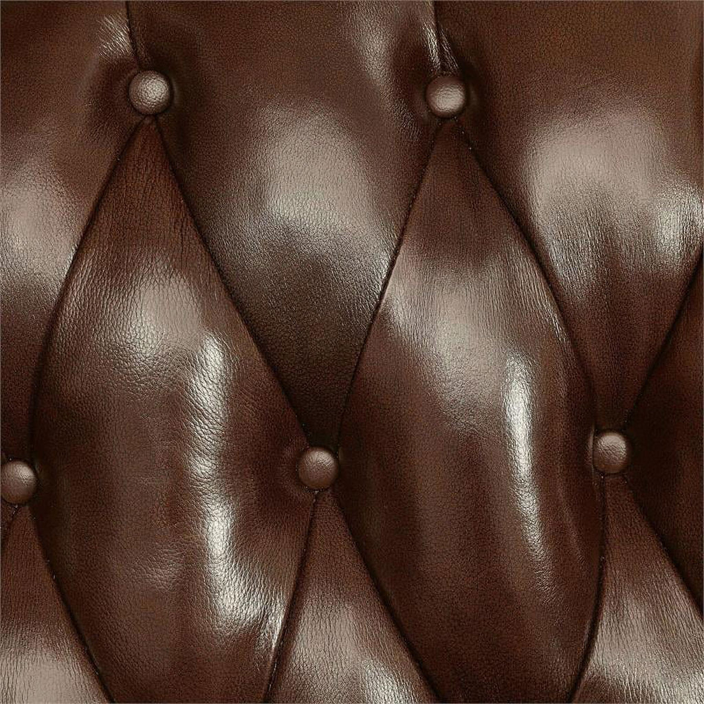 Dark Oak Top Grain Leather Tufted Sofa Z6483