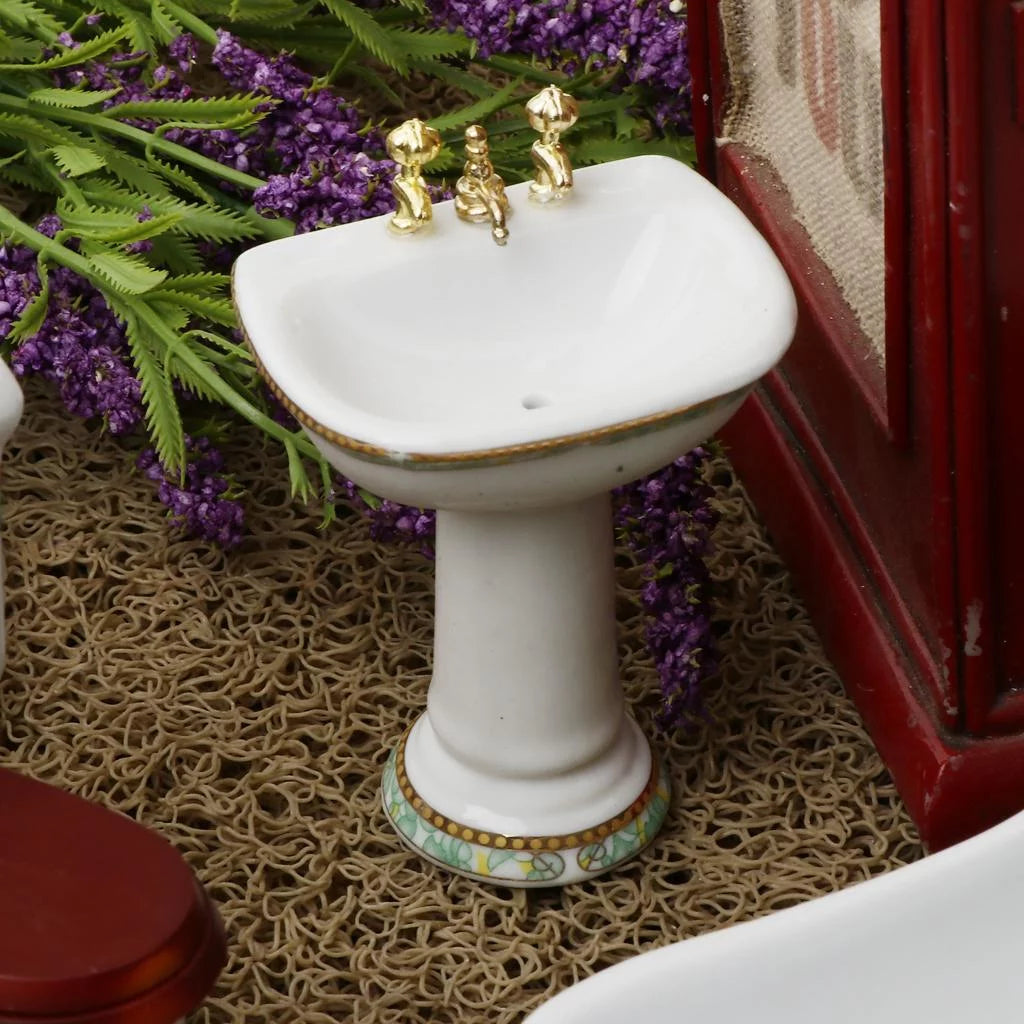 1/12 Scale Mini Furniture Bathtub Toilet Dolls House Accessory N38187