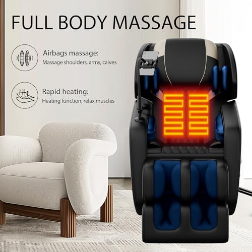 Gold PU Leather Zero Gravity Massage Chair with Airbags and Foot Roller L338