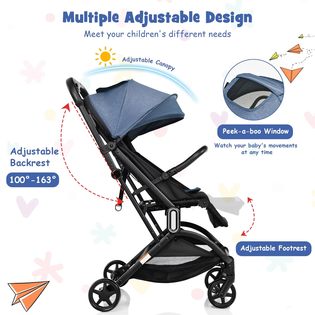 Lightweight Foldable Grey Baby Stroller L5182