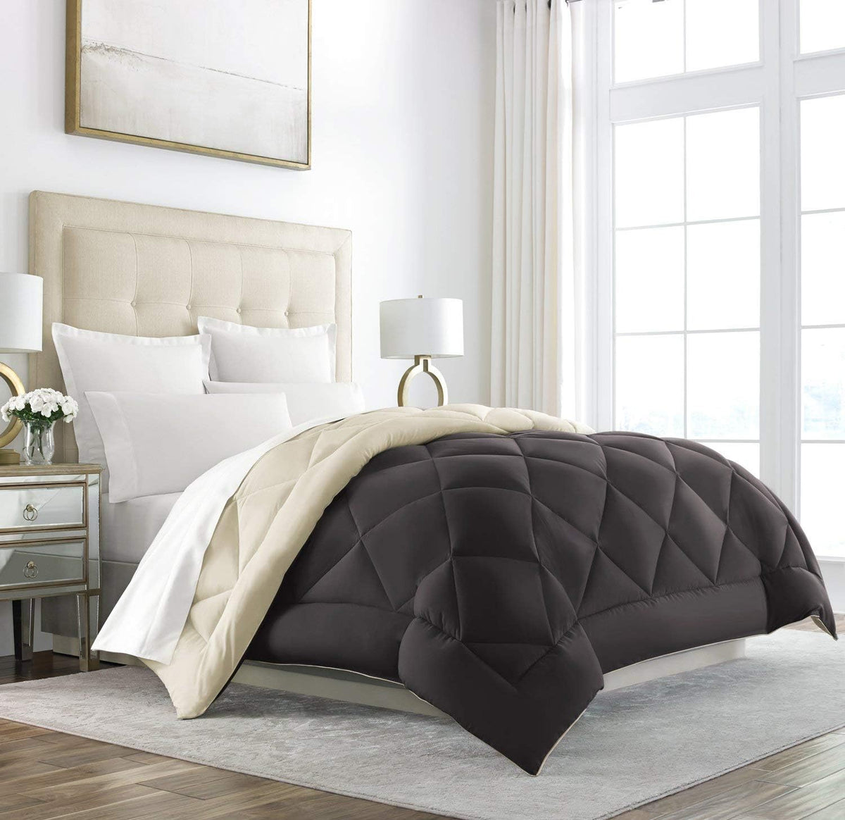 King Cal King Navy Reversible Down Alternative Comforter L52145