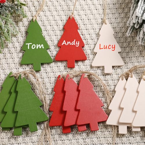 12pcs Wooden Christmas Tree Shape Stocking Hanging Tags R664723