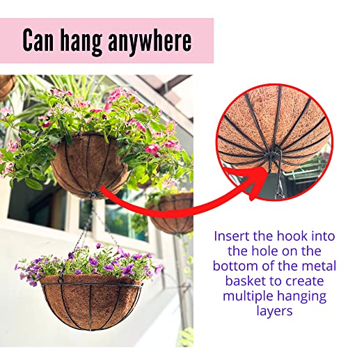 3 Pack 10 Inch Hanging Planter with Coco Liner Metal Wire Basket Q527636