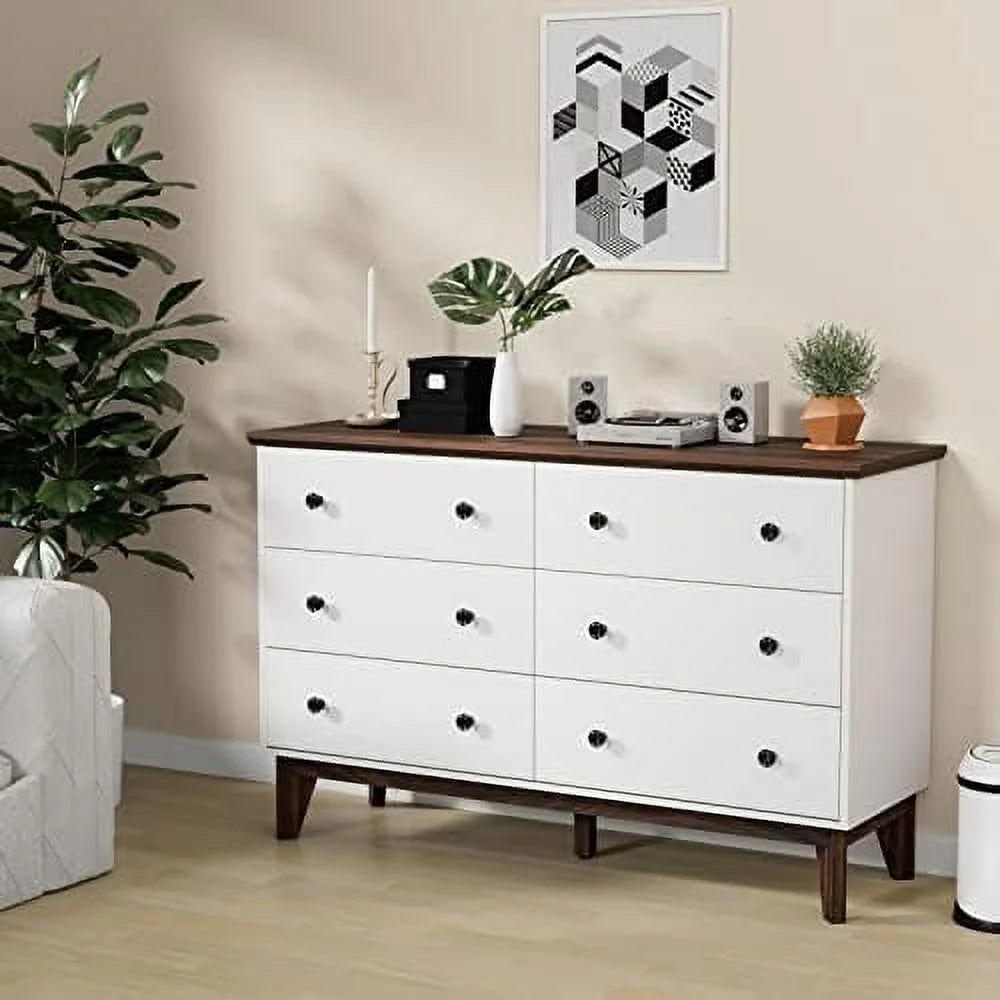 Black 6 Drawer Wood Dresser U76464