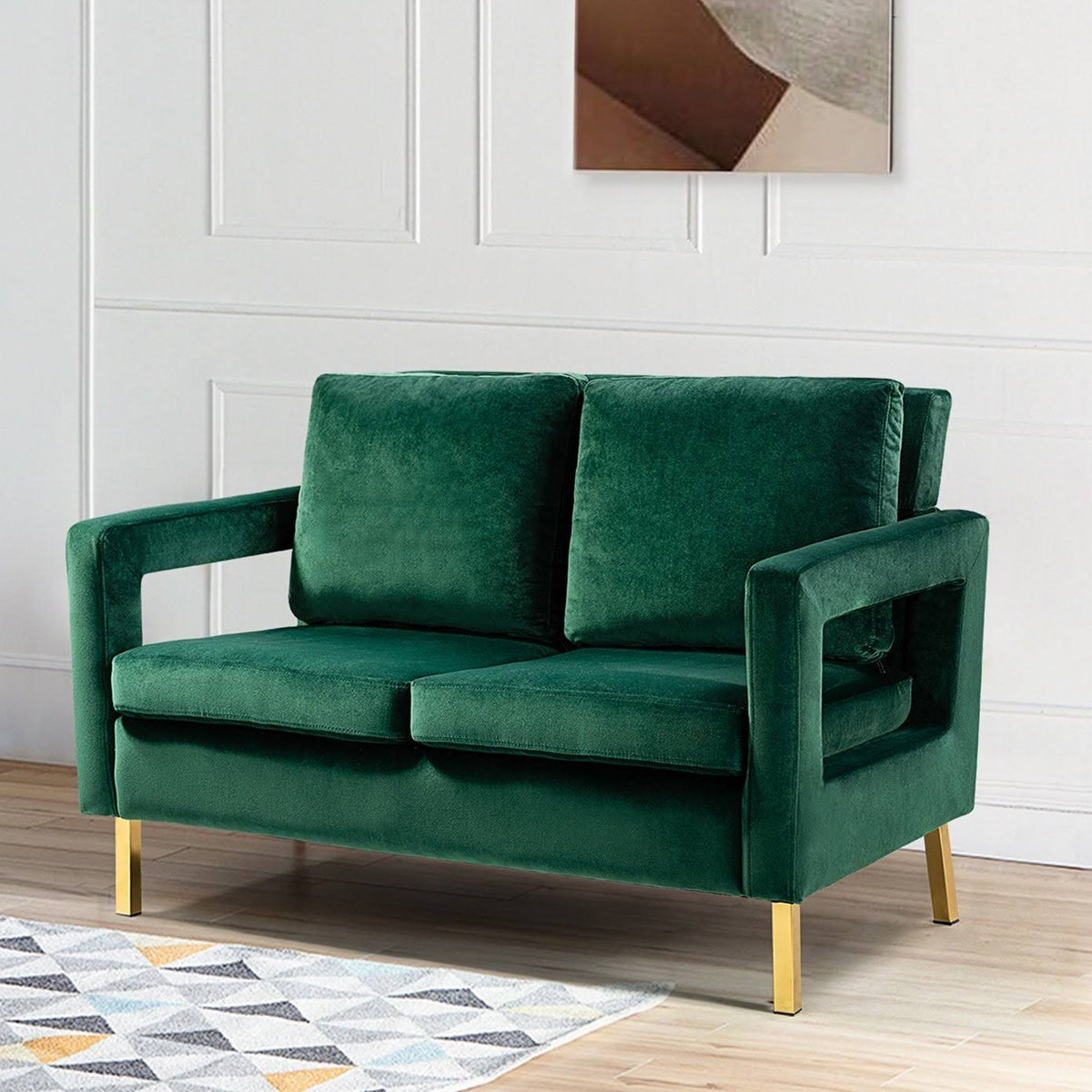 Green 50x22 Loveseat with Gold Metal Legs R1204