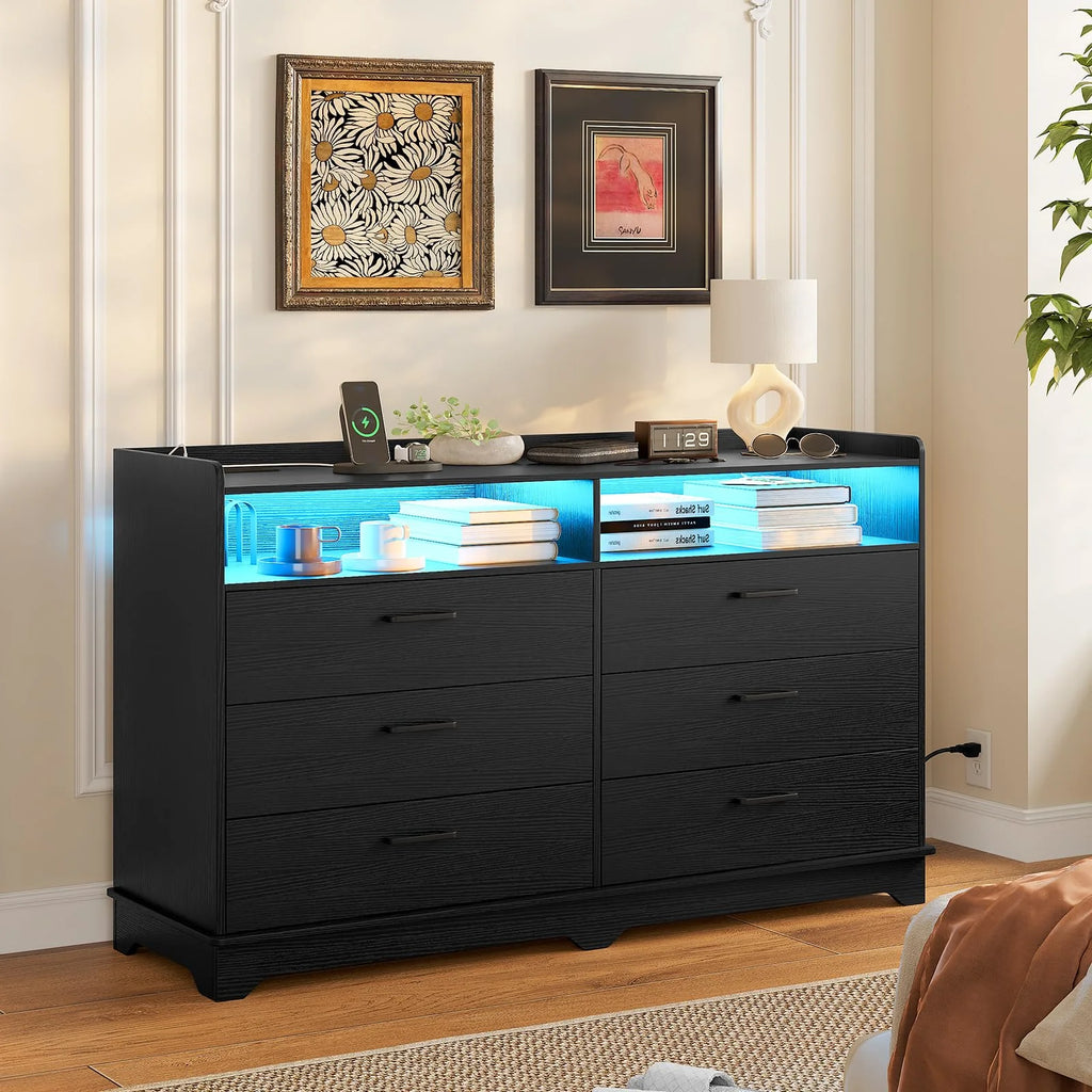 Black 6 Drawer Dresser R972066