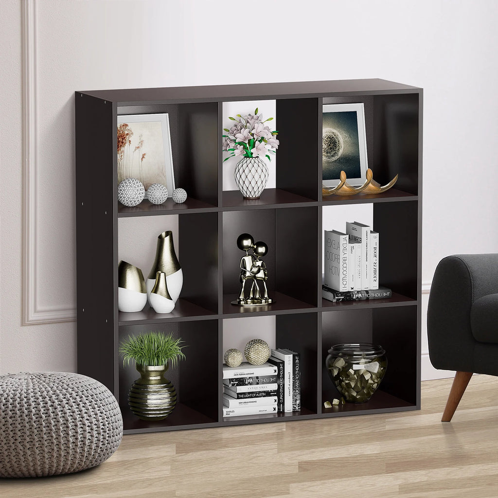 9 Cube Wooden Organizer Bookcase Cabinet Storage (Black) W253