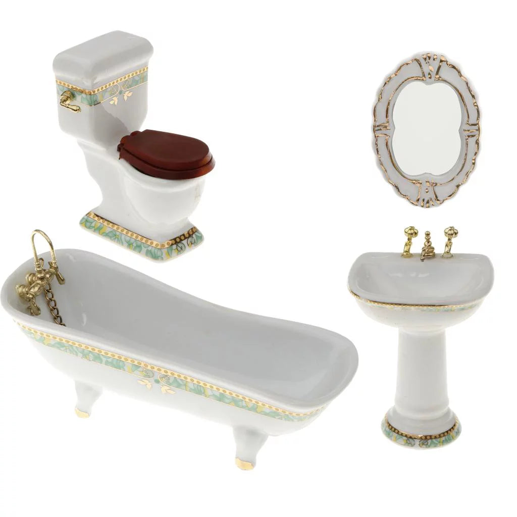 1/12 Scale Mini Furniture Bathtub Toilet Dolls House Accessory N38187