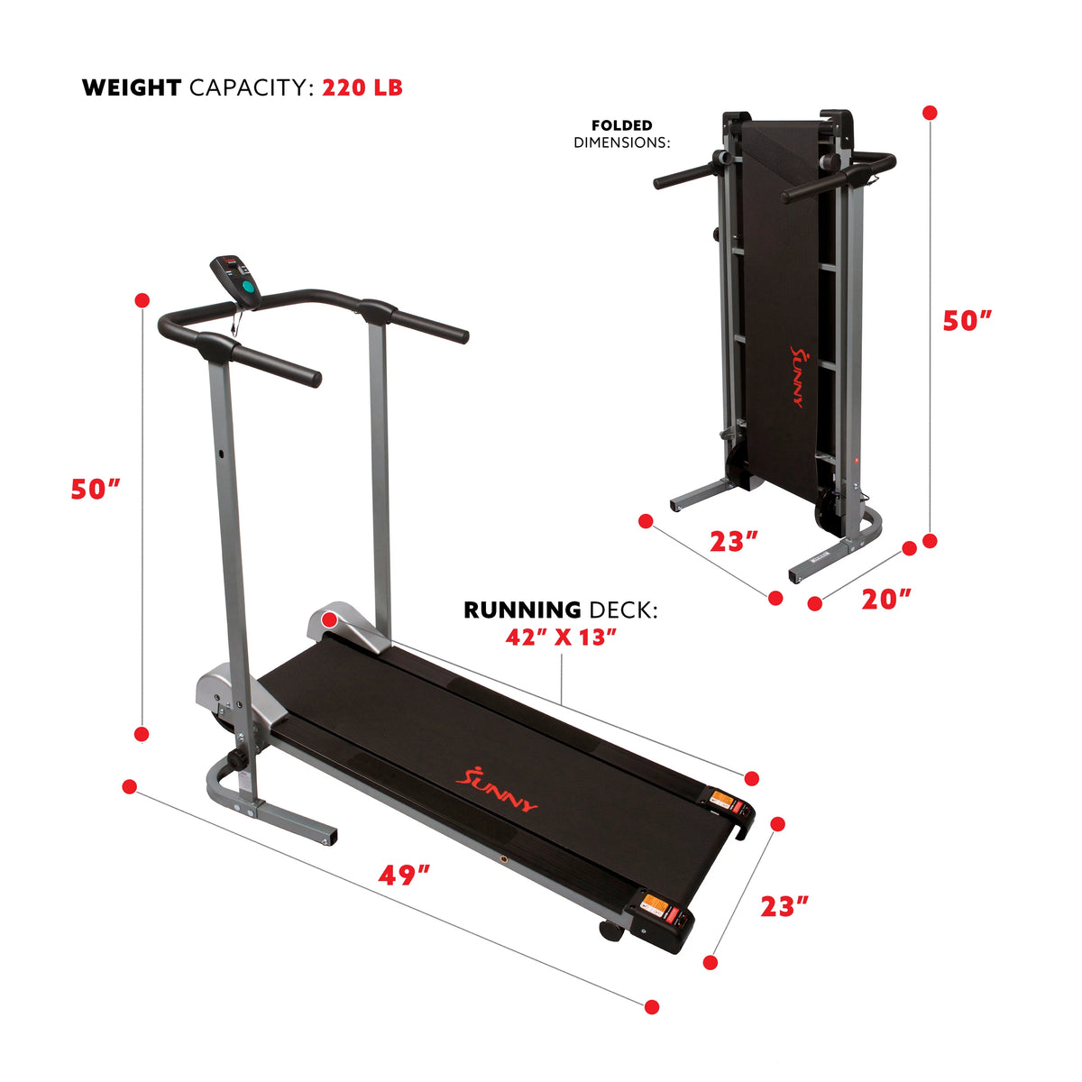 Manual Treadmill Compact Foldable Exercise Machine E4054
