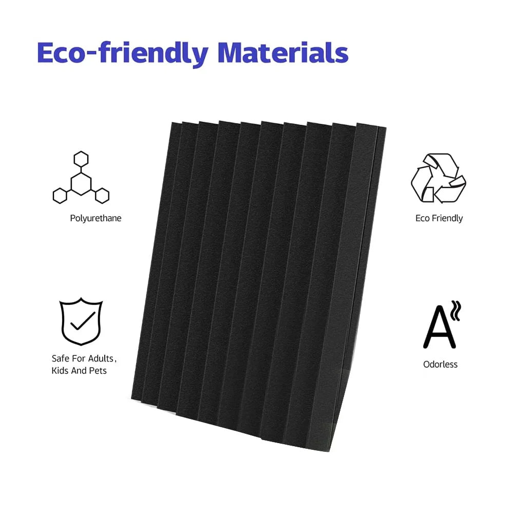 12 Pack Self-Adhesive Acoustic Panels Black V70102