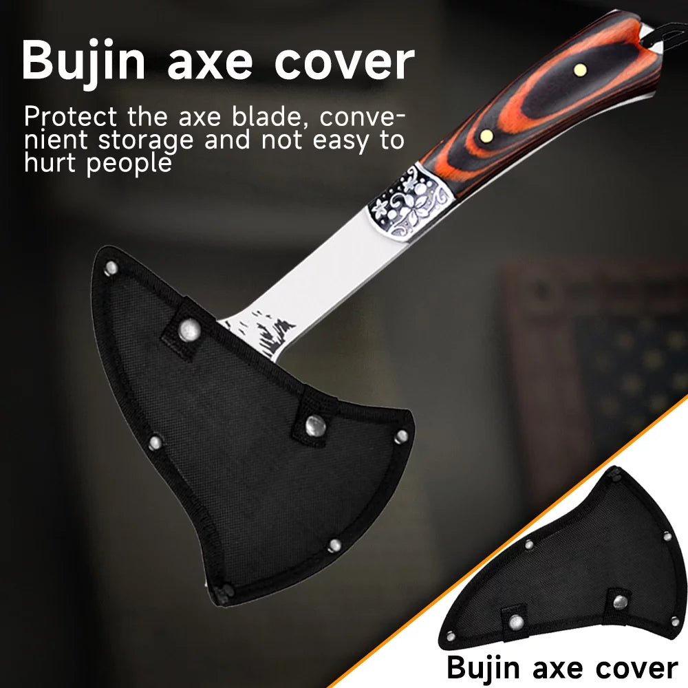 Camping Hatchet with Sheath Stainless Steel Wood Handle M9585