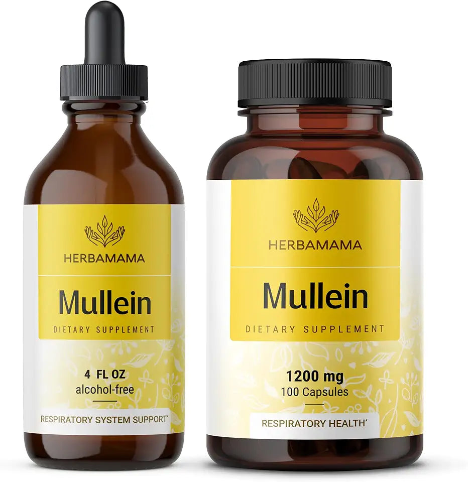 Mullein Leaf Extract Kit Tincture 4 fl oz and 1200 mg Capsules Vegan Non-GMO 2 Pack W31187