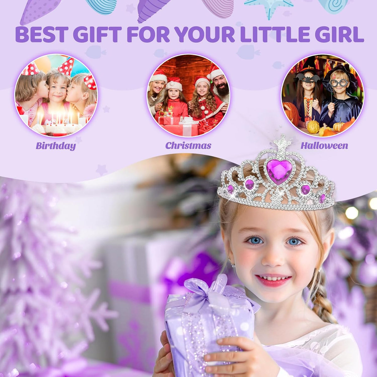 Pretend Makeup for Toddlers Toys, Fake Makeup Mermaid Toys for Girls Purse, Toddler Makeup Kit H572