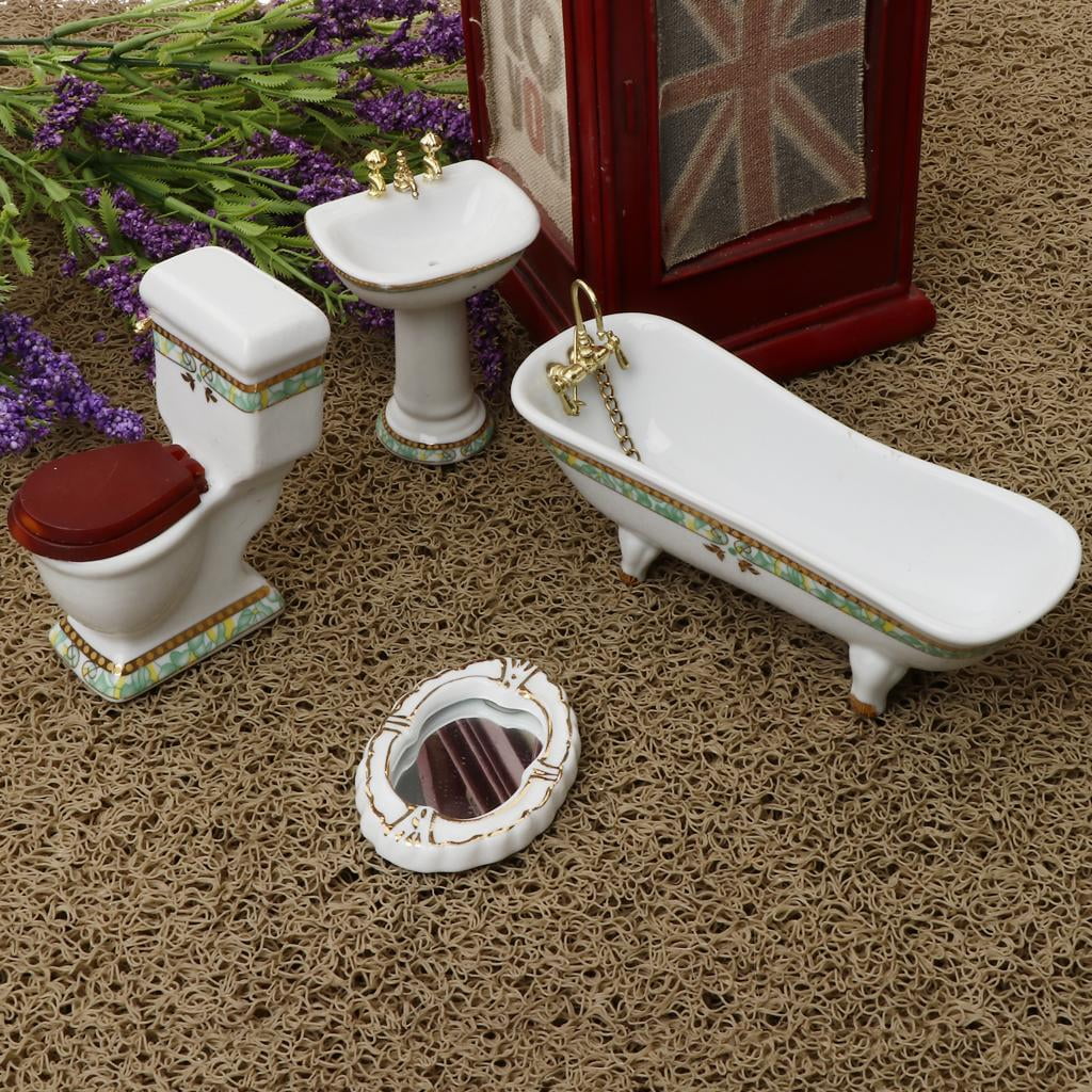 1/12 Scale Mini Furniture Bathtub Toilet Dolls House Accessory N38187
