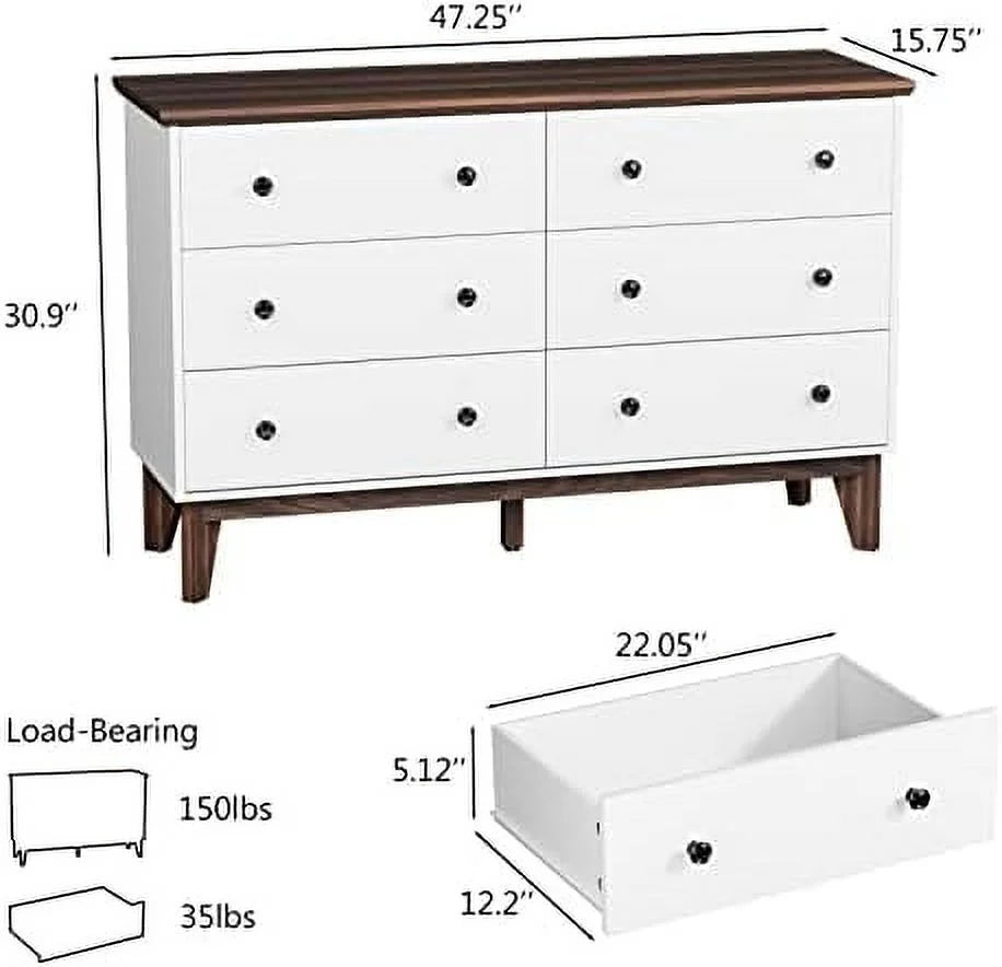 Black 6 Drawer Wood Dresser U76464