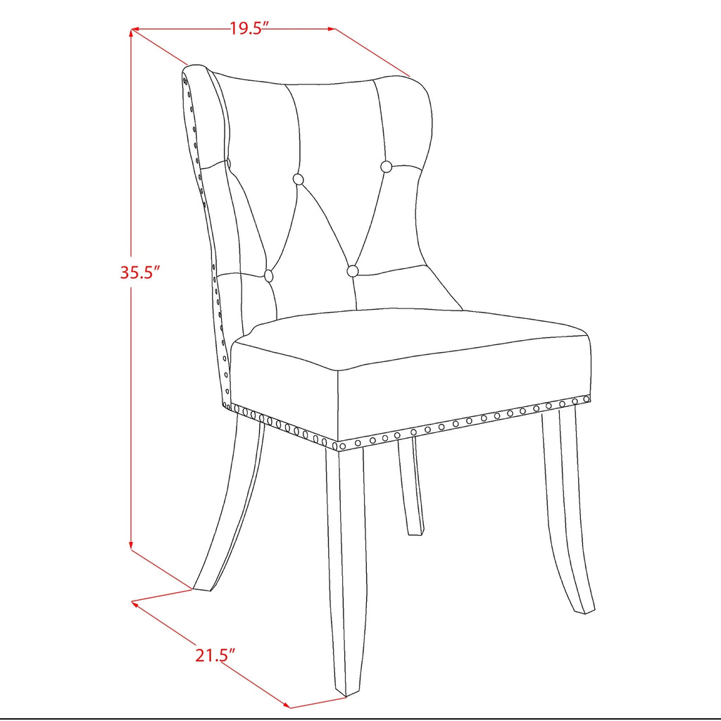 Wooden Dining Table Set of 6 Linen Fabric Chairs Mahogany M588