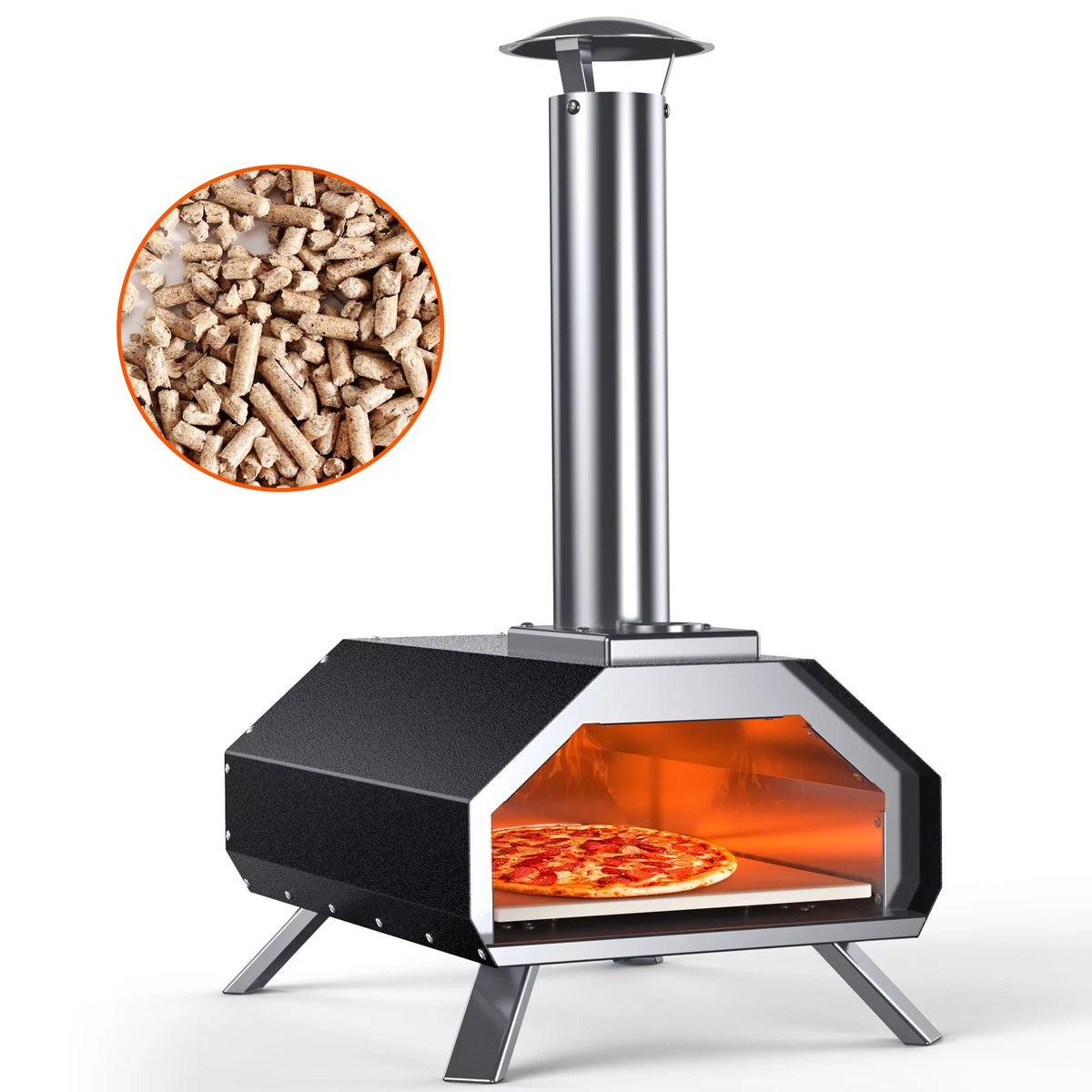 13 Wood Pellet Stainless Steel Pizza Oven with Foldable Legs R6734