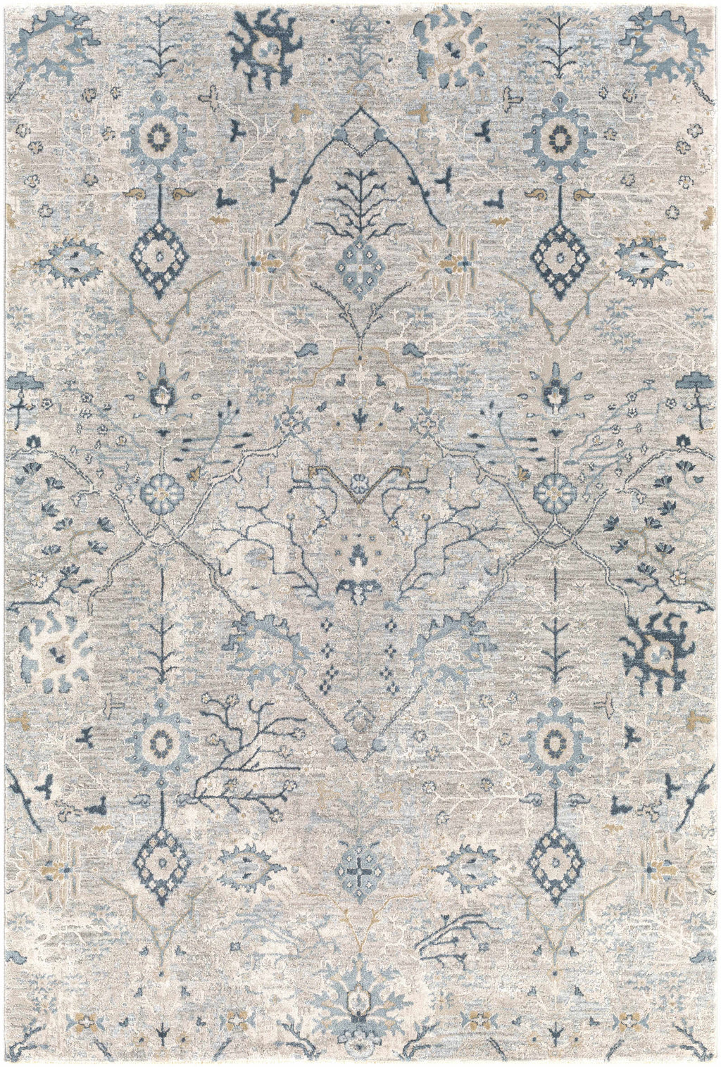 Blue Grey Beige 9' x 12' Area Rug X74835