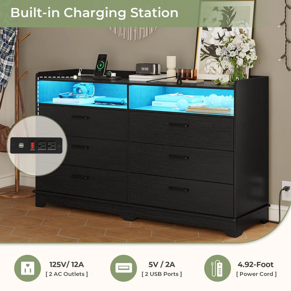 Black 6 Drawer Dresser R972066
