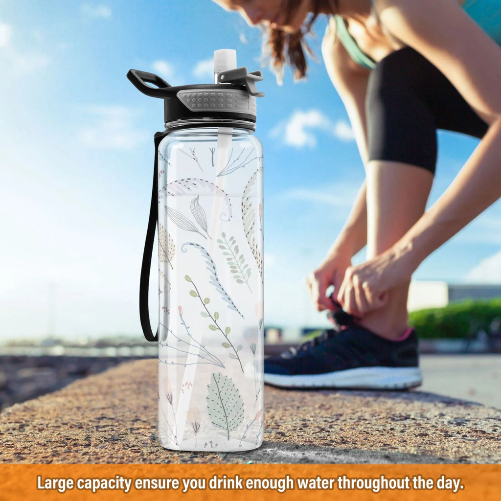 Clear 32oz Tritan Water Bottle with Straw U3253