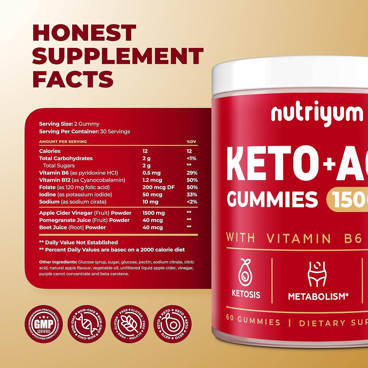 Keto ACV Gummies 1500 mg - 60 pcs G190321