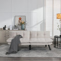 White Velvet Futon Sofa Bed with Adjustable Armrests G2905