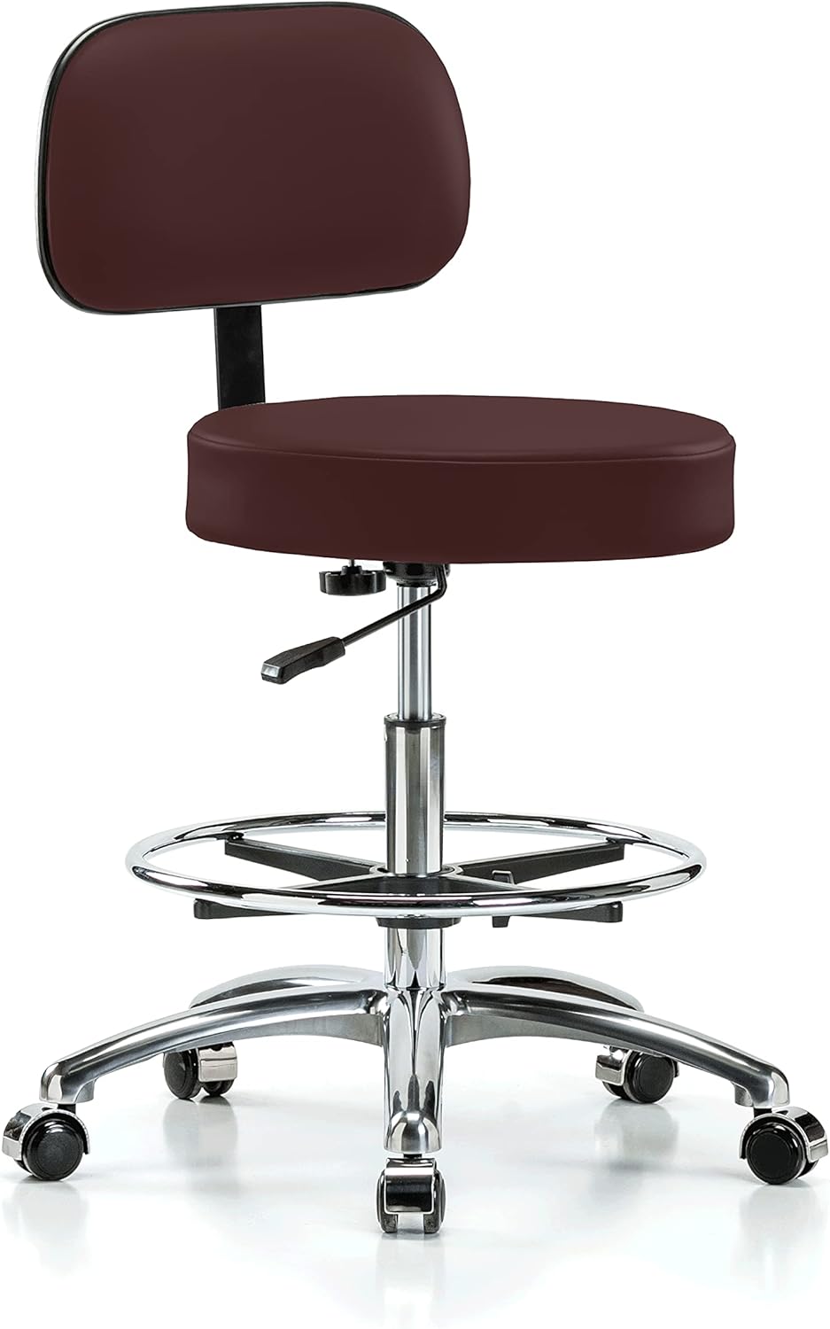 Chrome Height Adjustable Exam Stool with Back I3493