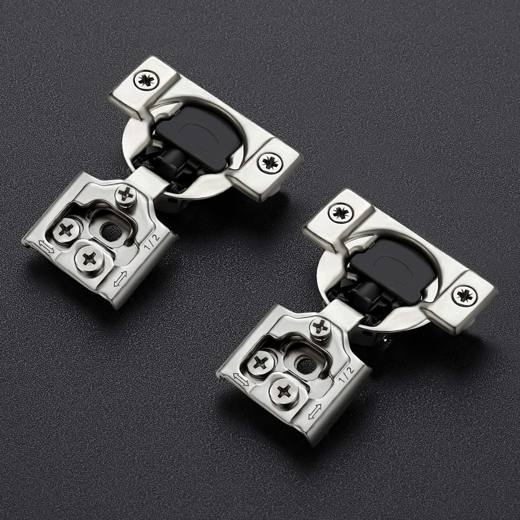 12 Pack 6 Pairs 1/2 inch Overlay Soft Close Hinges Satin Nickel Stainless Steel Concealed Hinge Z341158