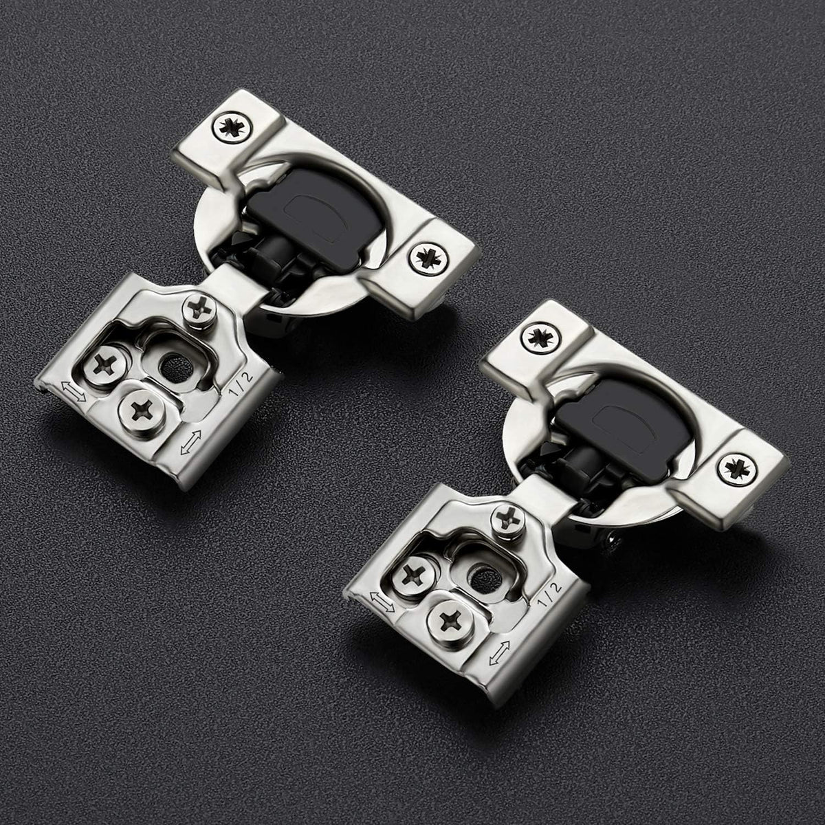 12 Pack 6 Pairs 1/2 inch Overlay Soft Close Hinges Satin Nickel Stainless Steel Concealed Hinge Z341158
