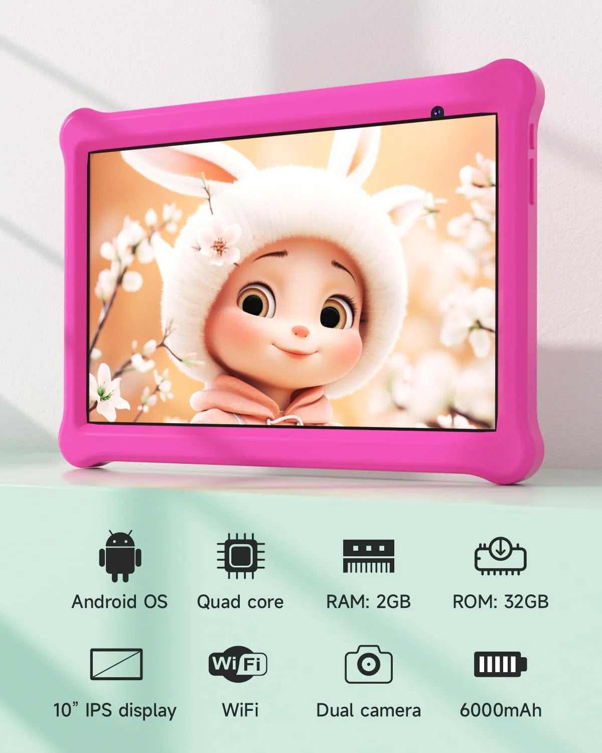 Pink 10 inch Android Tablet with Case Q5777