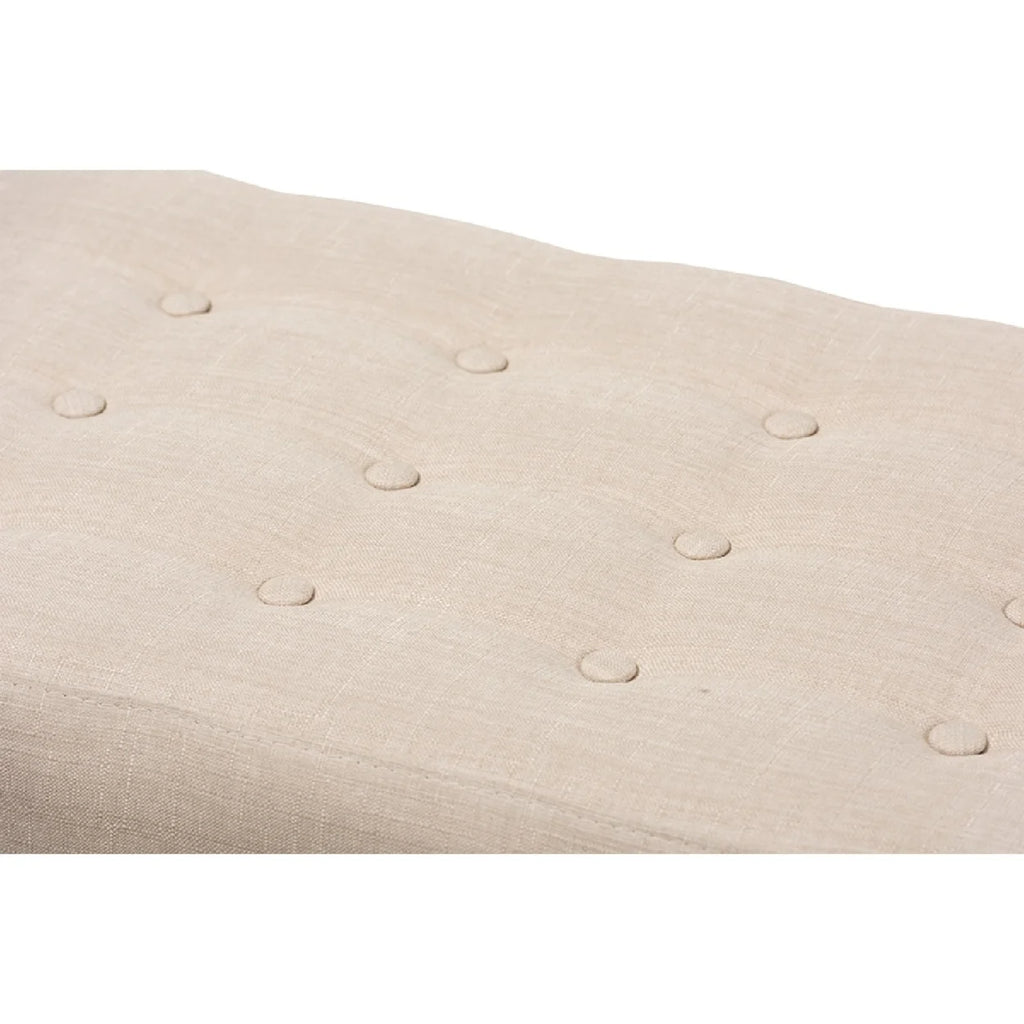 Walnut Wood Light Beige Fabric Bench J4245