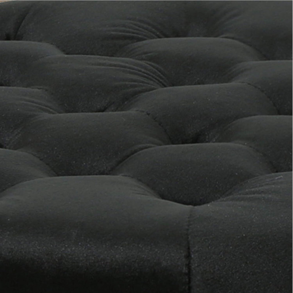 Black Velvet Tufted Ottoman A9354