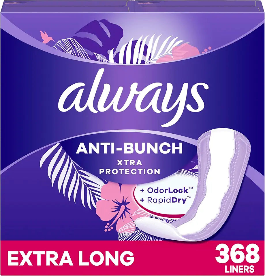 Anti-Bunch Xtra Protection Panty Liners Extra Long Unscented 92 Count F90133