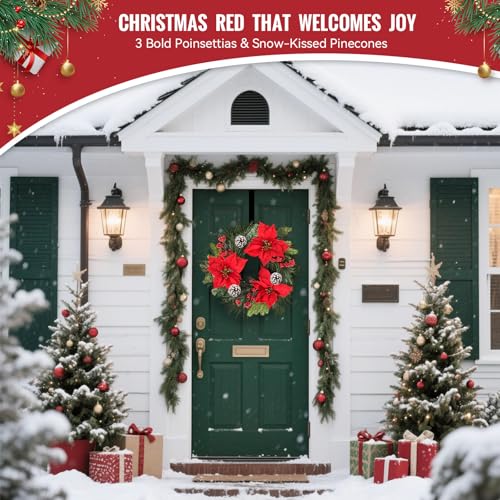 24 Inch Green Christmas Wreath with Red Bow T80188